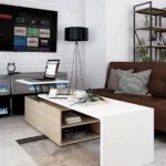 Ruang Bimbingan Konseling SMAN 13 Bandung dengan sofa nyaman, meja rendah, dan televisi sebagai sarana multimedia untuk sesi konseling yang suportif