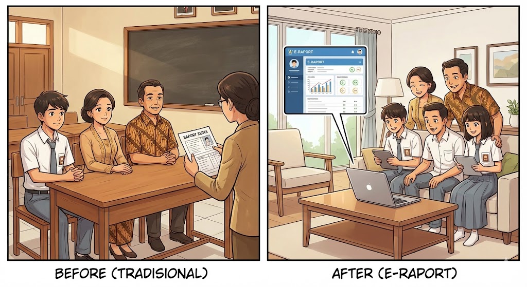 pengambilan-raport-dan-eraport Transformasi Digital di Sekolah: Dari Kelas Pintar Hingga E-Rapor, Apakah Sudah Merata?