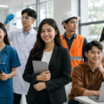 Siswa SMA mencari informasi jurusan kuliah peluang kerja tinggi untuk menentukan pilihan pendidikan masa depan