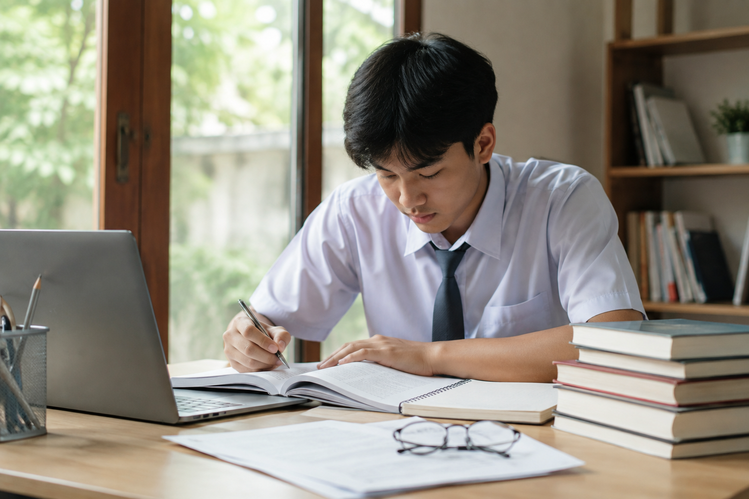 Siswa SMA sedang belajar untuk persiapan SNBP 2027 sejak kelas 10 dengan fokus menjaga nilai rapor dan prestasi