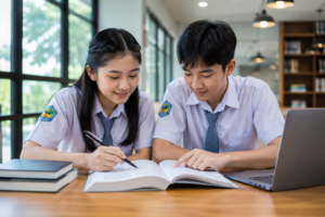 Siswa SMA mempelajari informasi SNBP dan SNBT untuk mempersiapkan seleksi masuk perguruan tinggi negeri